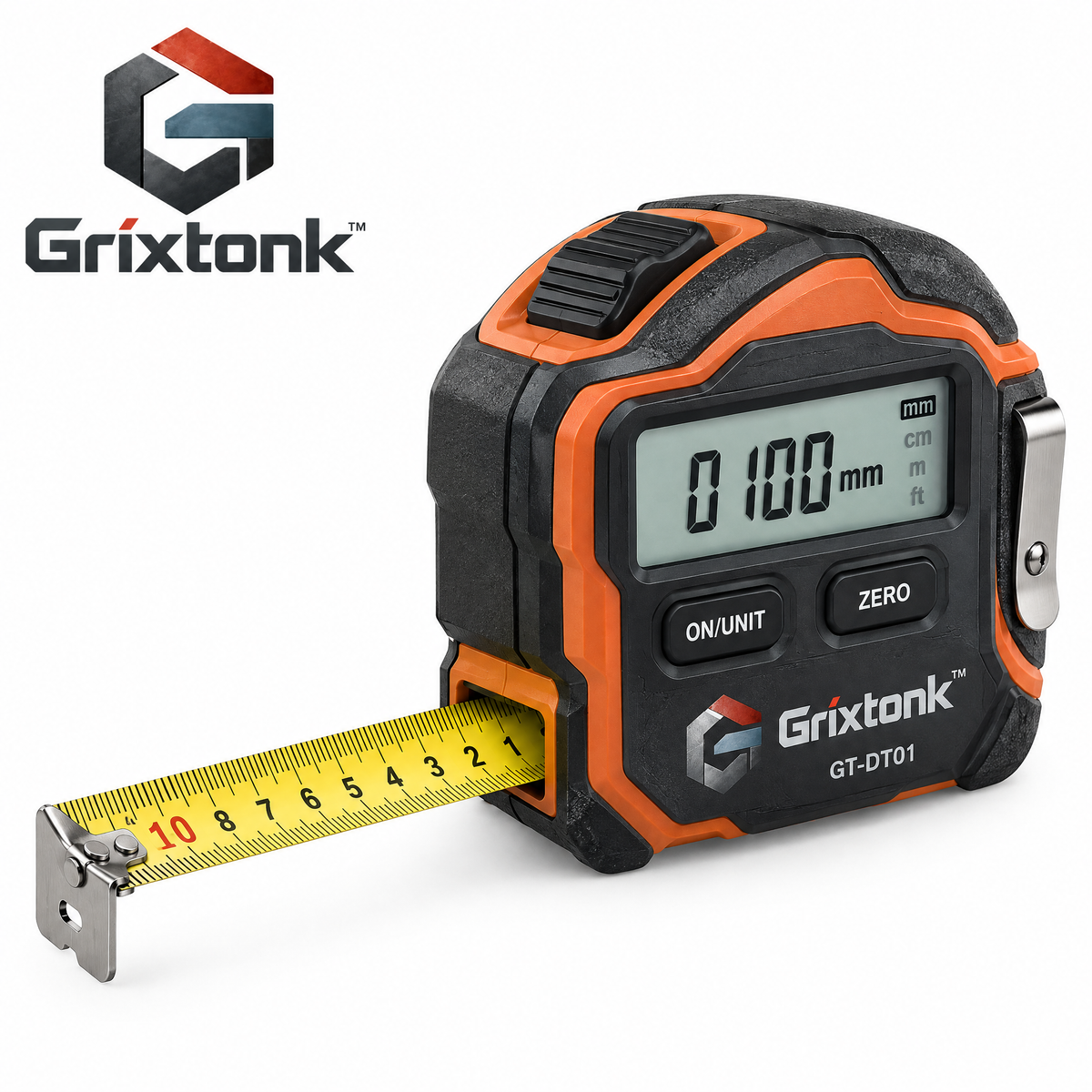 Grixtonk™ MeasureSync Digital Tape Measure – Smart LCD Measuring Tool with Retractable Blade for Home, Workshop & DIY Projects