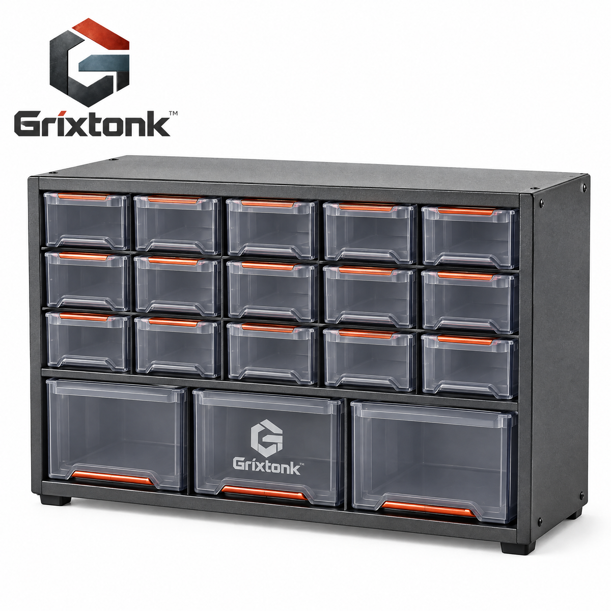 Grixtonk™ PartGrid Tool Parts Cabinet – Multi-Drawer Hardware Organizer for Screws, Nuts, Bolts & Workshop Supplies