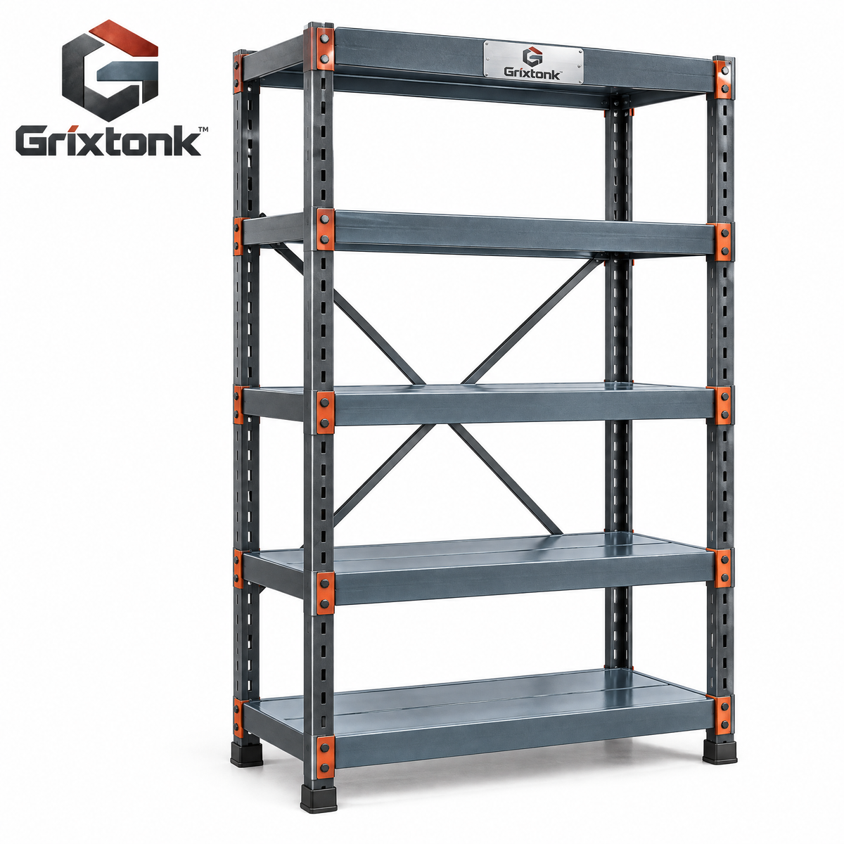 Grixtonk™ LoadFrame Heavy-Duty Storage Rack – Multi-Tier Steel Shelving Unit for Garage, Workshop & Utility Storage