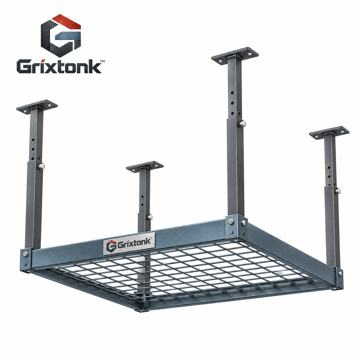 Grixtonk™ OverLift Ceiling Storage Rack – Adjustable Overhead Garage Organizer for Storage Bins, Seasonal Gear & Bulky Supplies