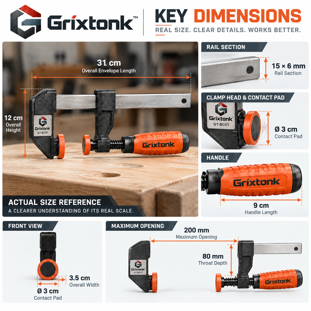 Grixtonk™ WorkGrip Adjustable Workbench Clamp – Quick-Position Holding Clamp for Woodworking, Assembly & DIY Projects